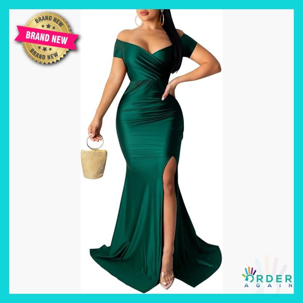 Sexy Off Shoulder Wrap Maxi Dress Bodycon Evening Cocktail Party Wear